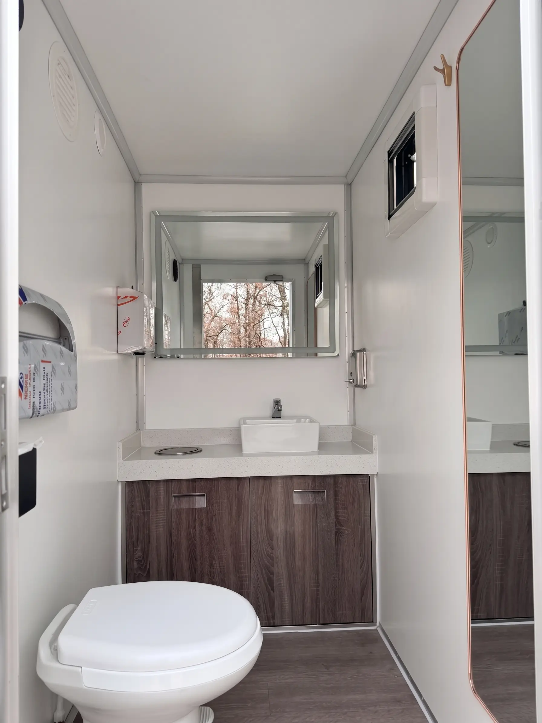Luxury Loos restroom trailer rental in Tulsa, Oklahoma — exterior angle